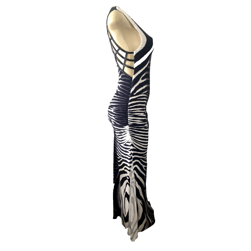 NWT SKY Dress Scoop Sleeveless Maxi Ruched Zebra Animal Print Cut Out Leather M - Picture 6 of 13
